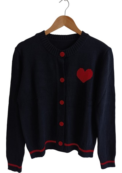 Kalp Detaylı Triko Hırka