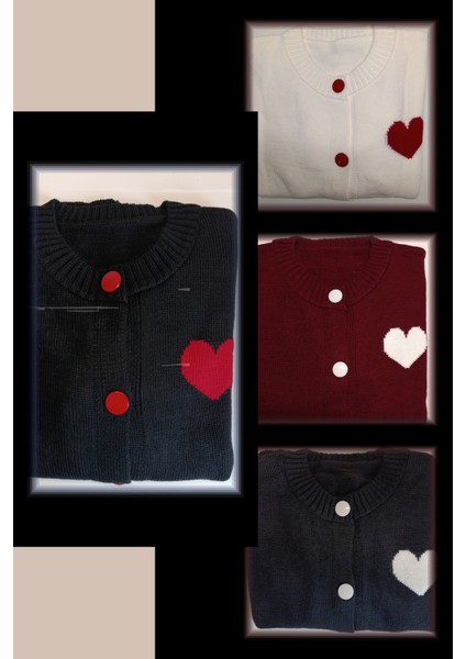 Kalp Detaylı Triko Hırka modelleri