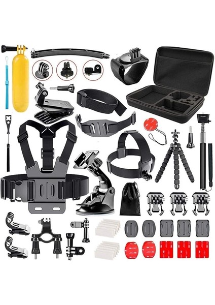 50 Parça Aksiyon Kamera Aksesuar Seti Çantalı – Gopro ile Uyumlu, Djı ile Uyumlu, INSTA360 ile Uyumlu Çantalı Spor Montaj Kiti Vlog Seyahat Çekim Aparatları