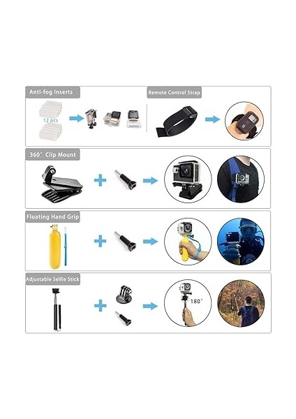 50 Parça Aksiyon Kamera Aksesuar Seti Çantalı – Gopro ile Uyumlu, Djı ile Uyumlu, INSTA360 ile Uyumlu Çantalı Spor Montaj Kiti Vlog Seyahat Çekim Aparatları fırsatları