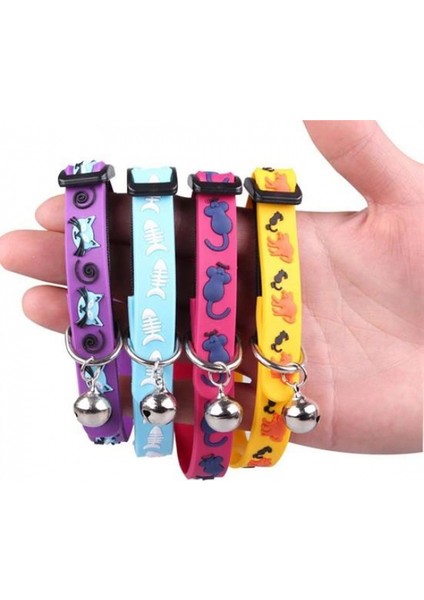 Çıngıraklı Zilli Sevimli Renkli Slikon Kedi Köpek Boyun Tasması (5324) indirimleri