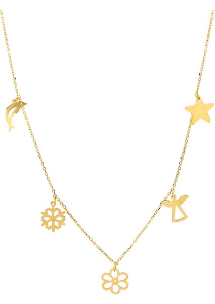 Cazibe Çiçek Figürlü Kolye