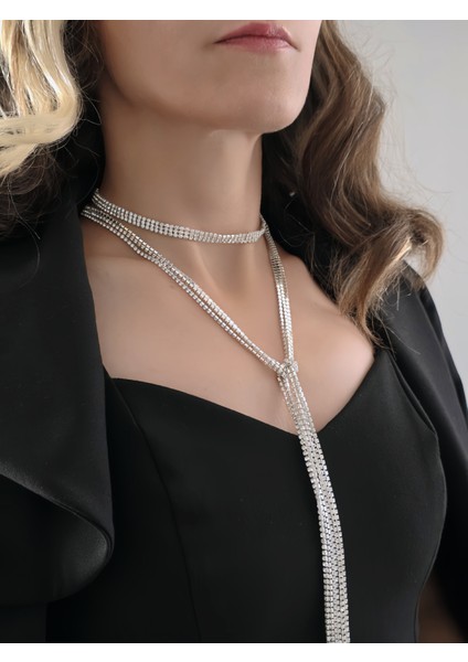 Gümüş Kaplama Üç Sıralı Su Yolu Şal Model Kolye modelleri