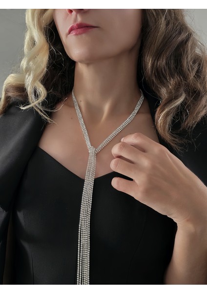 Gümüş Kaplama Üç Sıralı Su Yolu Şal Model Kolye indirimleri