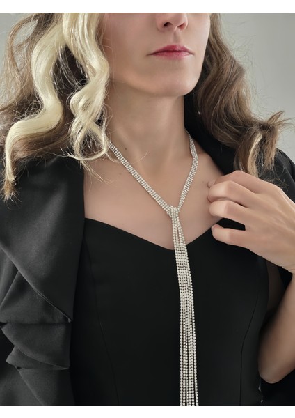 Gümüş Kaplama Üç Sıralı Su Yolu Şal Model Kolye