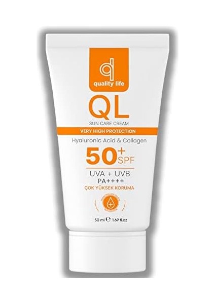 Quality Life Ql Yüz Güneş Kremi 50+ Spf Hyaluronik Asit ve Collagen 50 ml Uva + Uvb Çok Yüksek Koruma fiyatları