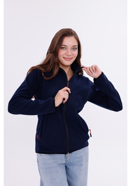 Kadın Slim Fit Tam Fermuarlı Polar Ceket