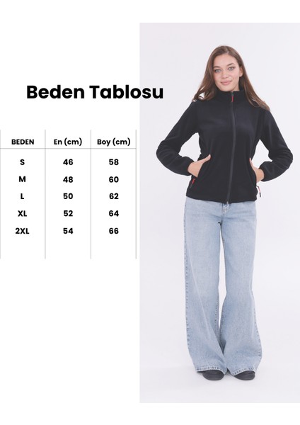 Kadın Slim Fit Tam Fermuarlı Polar Ceket