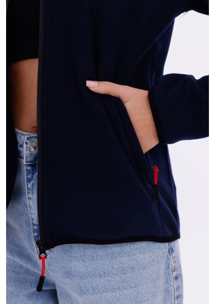 Kadın Slim Fit Tam Fermuarlı Polar Ceket