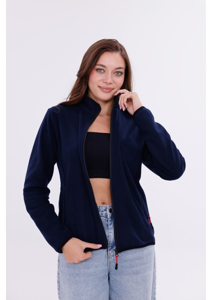 Kadın Slim Fit Tam Fermuarlı Polar Ceket