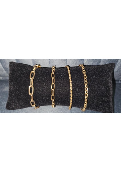 “altın Bağ” Kadın Bileklik Seti – 4 Farklı Zincir Tasarım, Ayarlanabilir Şıklık