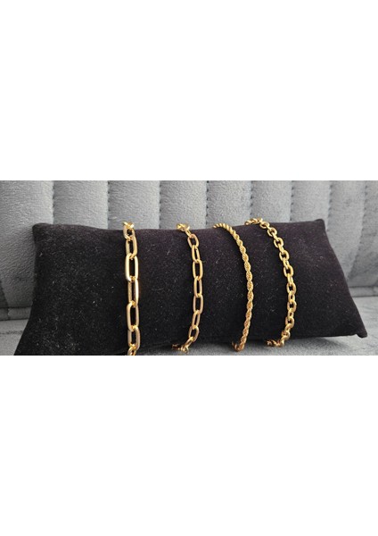 “altın Bağ” Kadın Bileklik Seti – 4 Farklı Zincir Tasarım, Ayarlanabilir Şıklık