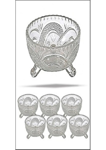 6'lı Kristal Lüx Ayaklı Cam Çerezlik Şekerlik Sunumluk Kase