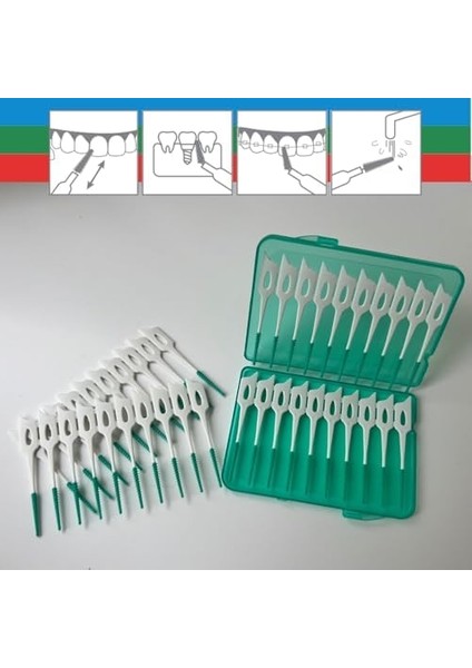Stopever Well Tooth Arayüz Fırçası, Normal Boy, Beyaz & Yeşil, 3 Paket, 120 Adet modelleri