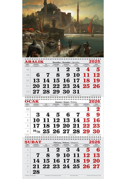 2026 Yılı Gemici Takvimi-Constantinople (Istanbul)