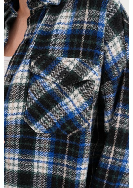 Kadın Desen Bloklu Oduncu Oversize Bol ve Geniş Kalıp Casual Cepli Yakalı Ceket Gömlek modelleri