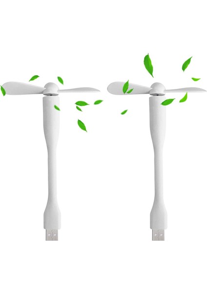 Mini Usb, 90 mm Esnek Boyunlu, 2 Adet Fan, USB C Telefon Fanı, Pc Powerbank ve USB Cihazları Için (Beyaz)