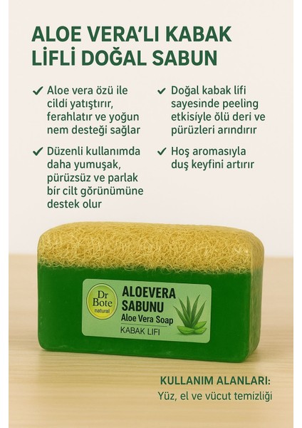 Doğal Aloevera Kabak Lifli Sabun Cilt Bakım