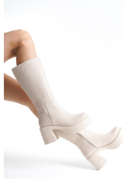 Kalın Taban Topuklu Fermuarlı Diz Altı Sade Klasik Kadın Çizme 914303-Z fiyatları