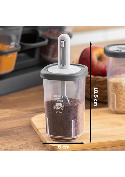 1117 Standlı Kaydırmalı Kaşıklı 360° Döner Kapaklı Etiketli Baharatlık Seti - Erzak Saklama Kabı Antrasit-Gri indirimleri