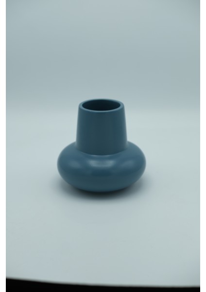 Bohem Stil Dekoratif Vazo | Modern Minimal Yuvarlak Form | Dip Mavisi |