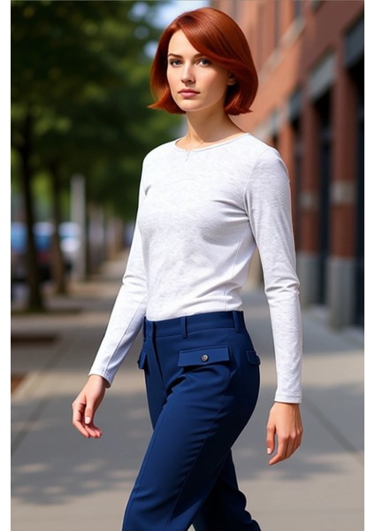 Kadın Uzun Kollu Vücuda Oturan Yarım Fermuarlı Örme Bluz Kaliteli Şık Rahat Modern Zarif Günlük fırsatları