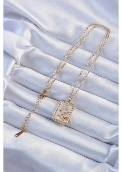 Bfs 316L Çelik Zincir Altın Renk Zirkon Taşlı Aslan Figürlü Tarot Kolye fiyatları