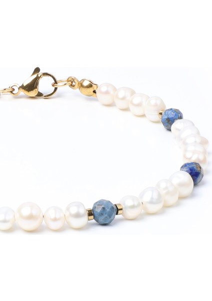 Inci, Lapis Lazuli, Hematit Doğal Taş Bileklik, Kadın Bileklik, Tasarım Bileklik, Kilit Çelik Ayarlanabilir modelleri