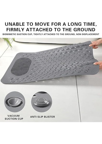 Duş Matı, Küvet Paspası, Güçlü Vantuzlu, Su Tahliyeli, Masaj, Fırçalı Kaymaz Tabanlı Banyo Paspası Duş Kaydırmazı Vantuzlu 36 x 69,5 cm (Gri) fırsatları