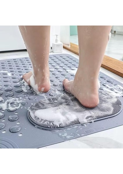 Duş Matı, Küvet Paspası, Güçlü Vantuzlu, Su Tahliyeli, Masaj, Fırçalı Kaymaz Tabanlı Banyo Paspası Duş Kaydırmazı Vantuzlu 36 x 69,5 cm (Gri) indirimleri