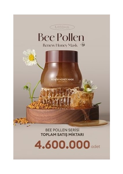Mıssha Kuru ve Cansız Ciltlere Arı Poleni Içerikli Nemlendirici Peeling Maske Bee Pollen Honey Mask 130 Mililitre