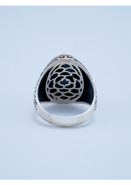 Şık Desenli Doğal Oniks Taşlı 925 Ayar Saf Gümüş Erkek Yüzük fırsatları