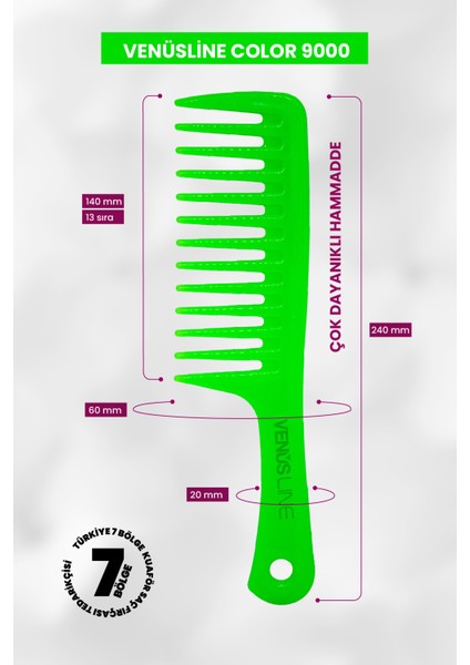 Venüsline 9000 Saç Açma Tarağı – Yeşil Renkli, Islak ve Kuru Saçlar Için modelleri