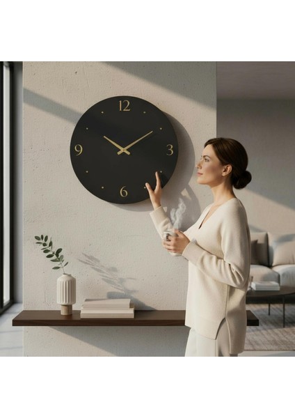 Ahşap Boyalı Yuvarlak Dekoratif Duvar Saati