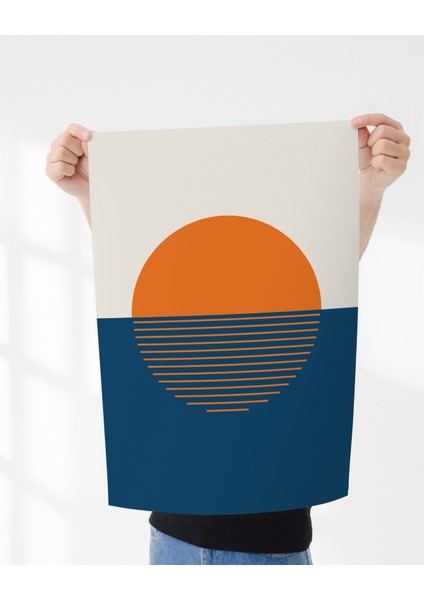 Çerçevesiz Poster, Dijital Baskı Soyut Turuncu Daire Poster, Minimal, Ev, Ofis, Mutfak Dekorasyon