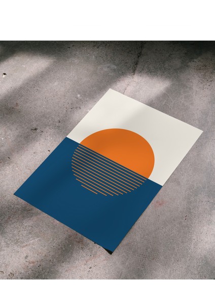 Çerçevesiz Poster, Dijital Baskı Soyut Turuncu Daire Poster, Minimal, Ev, Ofis, Mutfak Dekorasyon