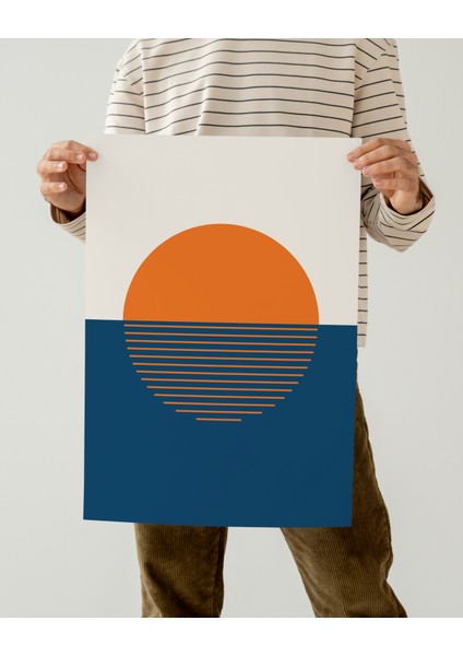 Çerçevesiz Poster, Dijital Baskı Soyut Turuncu Daire Poster, Minimal, Ev, Ofis, Mutfak Dekorasyon