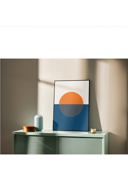 Çerçevesiz Poster, Dijital Baskı Soyut Turuncu Daire Poster, Minimal, Ev, Ofis, Mutfak Dekorasyon