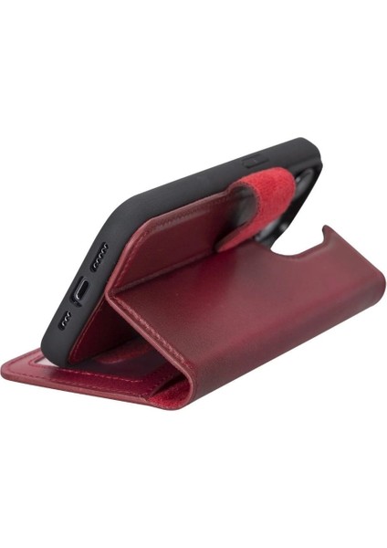 Apple iPhone 14 Pro Uyumlu Deri Cüzdanlı Kılıf Mwwn V4EF Kırmızı fiyatları