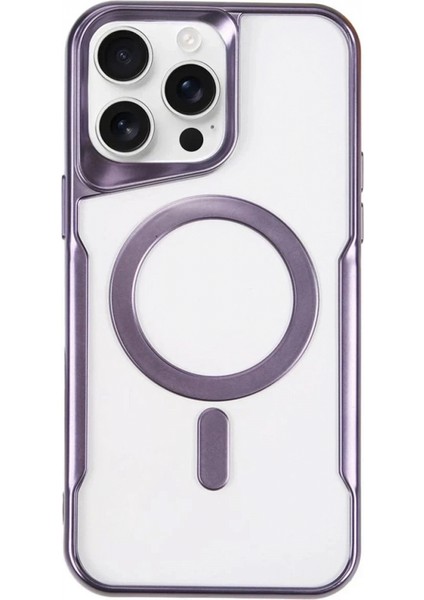 iPhone 15 Pro Kılıf Boyi Magsafe Silikon Kapak - Derin Mor (K95)