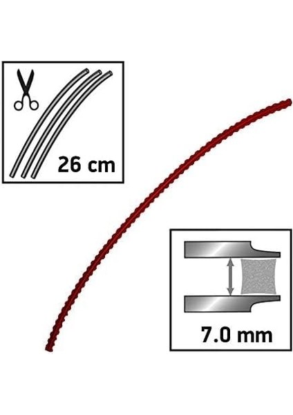 525244 Dişli Techni-Blade Biçme Ipliği, Kesim, Kırmızı, 7 Mm, 26 Cm, 155 Adet modelleri