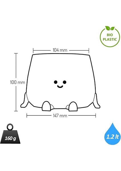 Tombul Oturan Gülen Yüz Saksı Bioplastik Güler Yüzlü Sukulent Saksısı (Beyaz, Büyük) fiyatları
