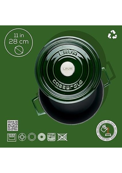 Metal Premium Serisi - Döküm Yuvarlak Tencere, 28 Cm, Yeşil fırsatları