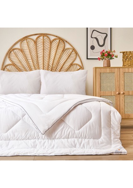 Soft Çift Kişilik Pamuk Microjel Yorgan - Beyaz - 195X215 cm