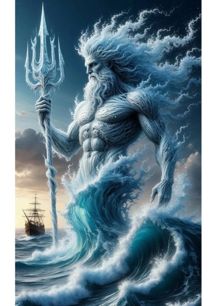 Poseidon Kapı Direk Kaplama Folyosu Baskılı Sticker Sağ-Sol 2 Adet 22*50 cm