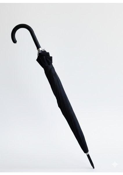 Siyah 1. Sınıf Kalite Baston Tip Rüzgar Korumalı Metal 16 Telli Siyah Gövdeli şemsiye modelleri