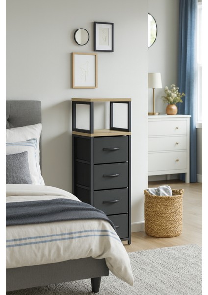 2 Raflı 4 Çekmeceli Şifonyer Deri Çekmeceli Şifonyer Yatak Odası Organizer Çok Amaçlı Düzenleyici fiyatları