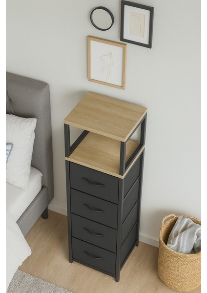 2 Raflı 4 Çekmeceli Şifonyer Deri Çekmeceli Şifonyer Yatak Odası Organizer Çok Amaçlı Düzenleyici modelleri