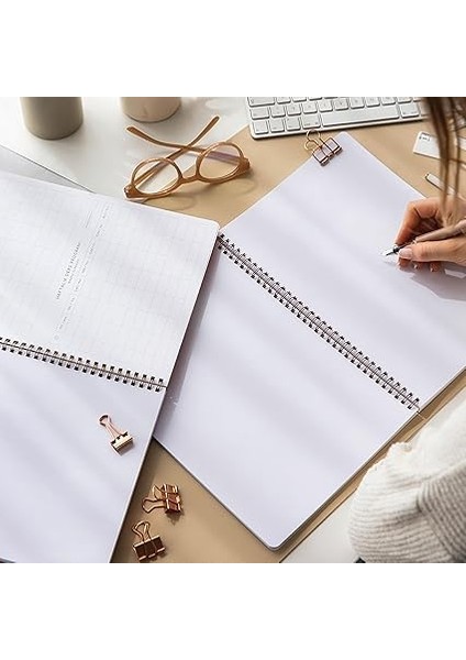 A4 Spiralli Karton Kapak 2’li Set Düz Çizgisiz Okul Defteri 80 Yaprak, Ders Programlı Çilek fırsatları