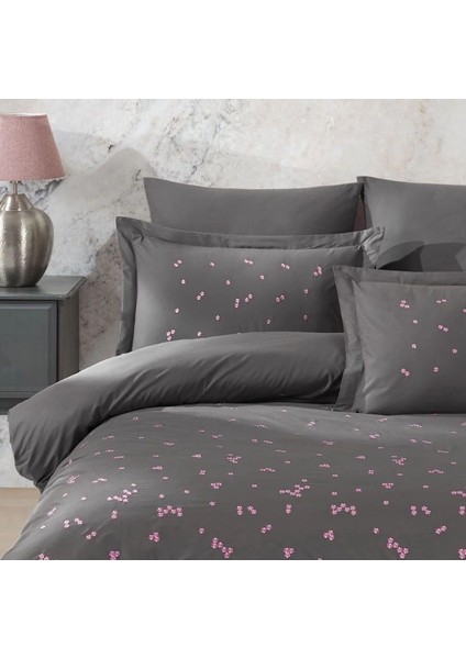 Buğz Hobby Çift Kişilik Poplin Premium Nakışlı Nevresim Spring Gri fiyatları